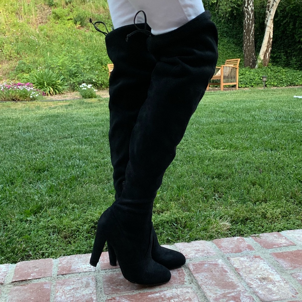 Black Suede Over the Knee Boots / Heels
